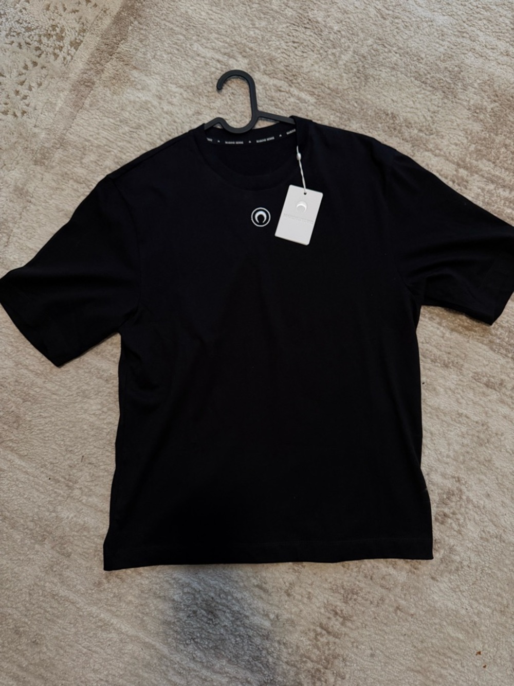 Marine Serre Black Short Sleeve Logo Tee